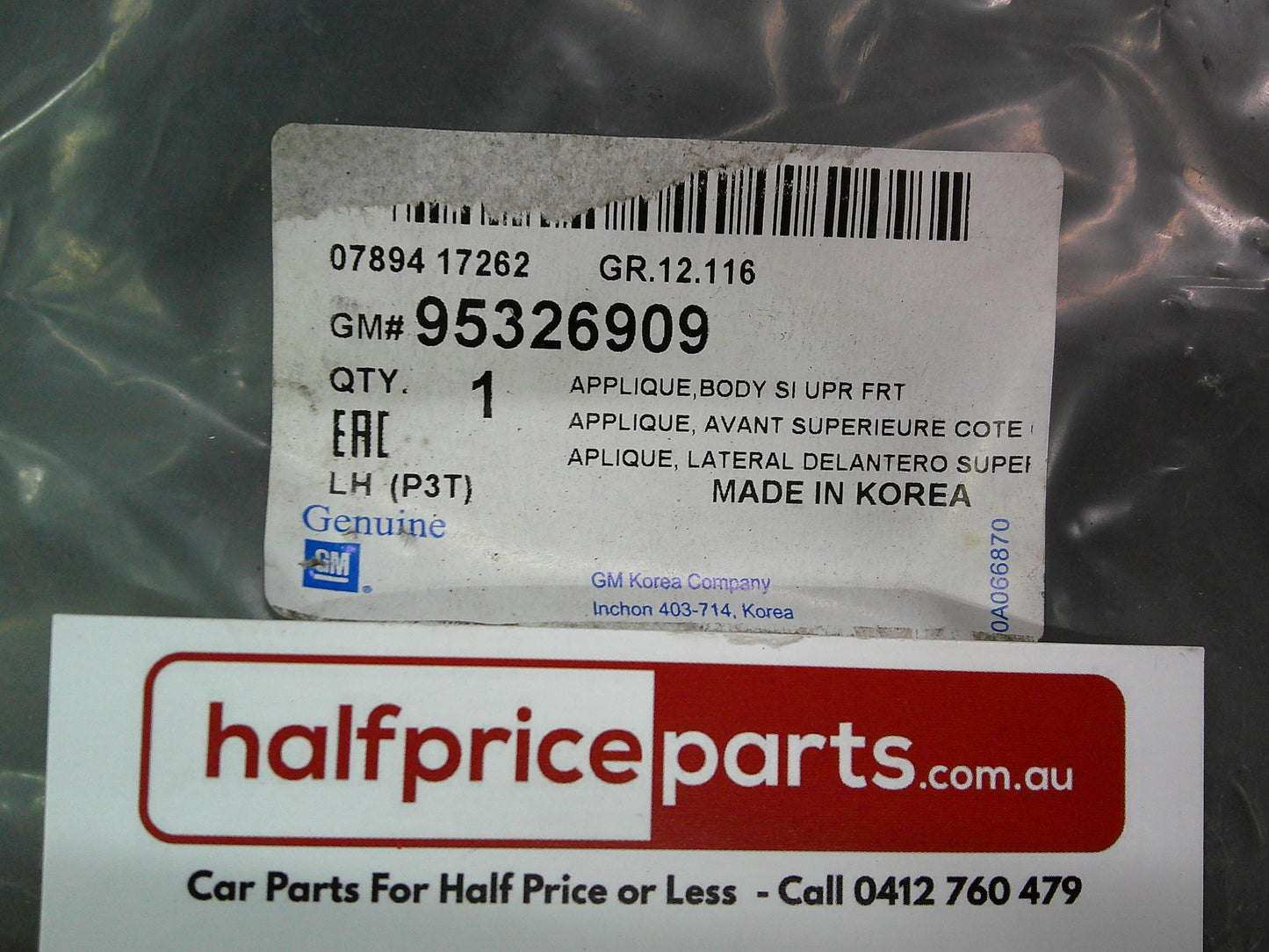 Holden TJ Trax Genuine Left Hand Front Outer Side Body Trim New Part
