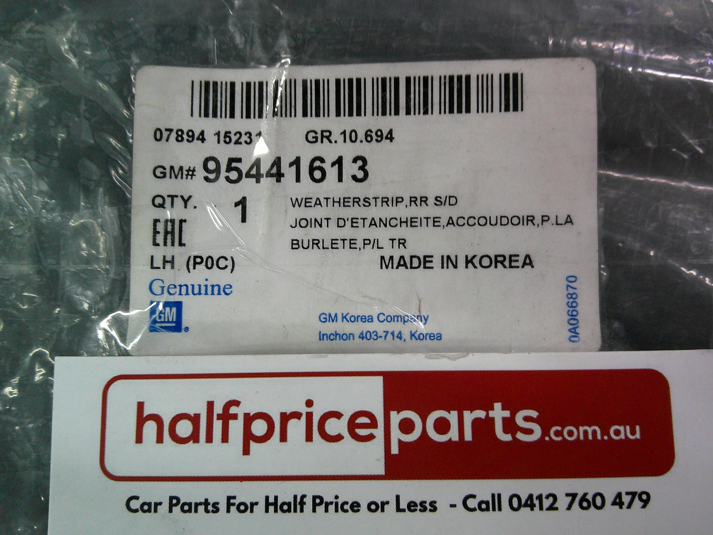 Holden TS Astra Genuine Left Hand Rear Door Seal New Part