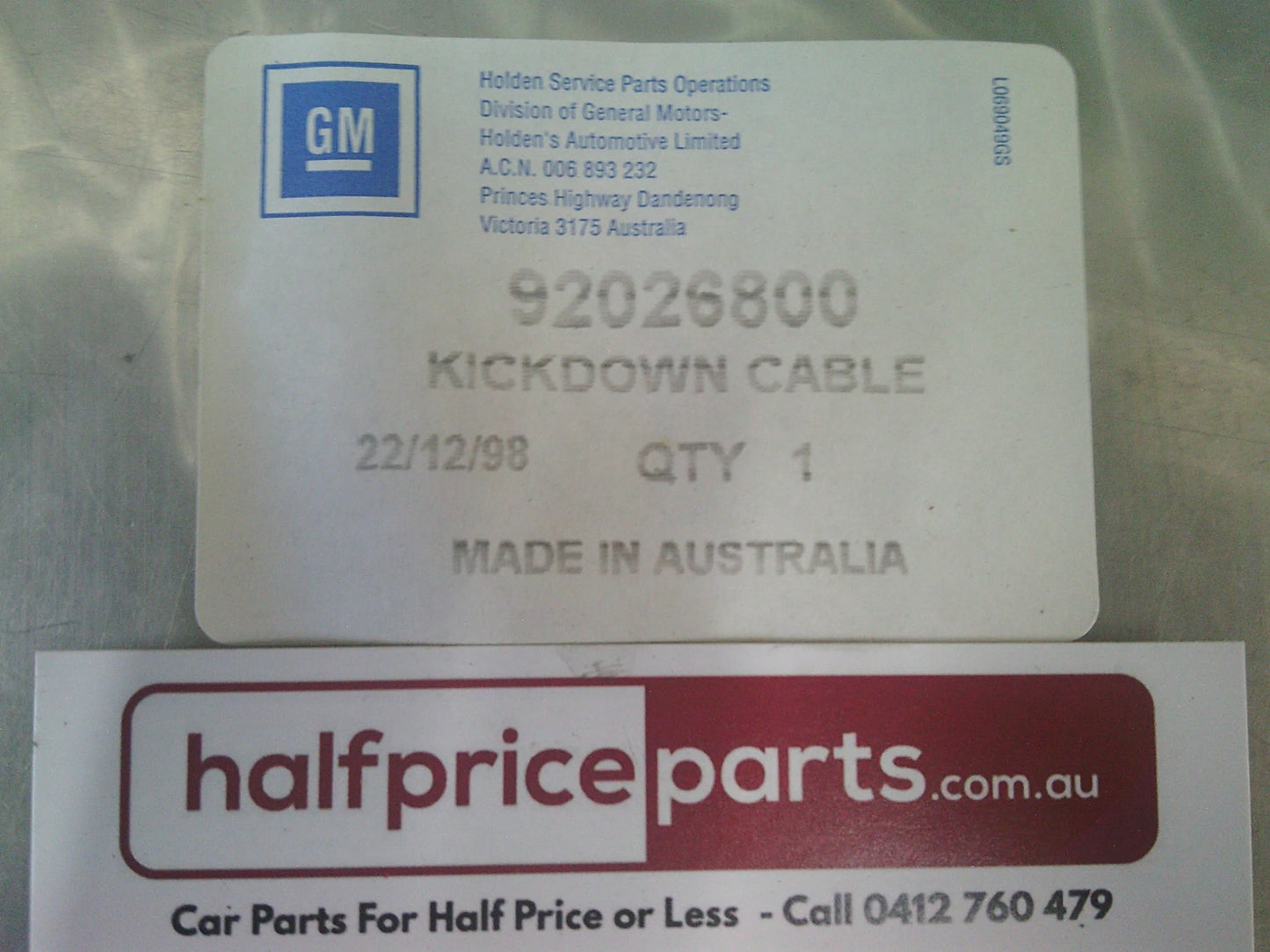 Holden JE Camira Genuine Kick Down Cable New Part