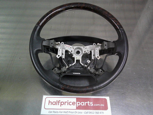 Toyota Landcruiser 200 Series Genuine Leather Steering Wheel Used Part VGC