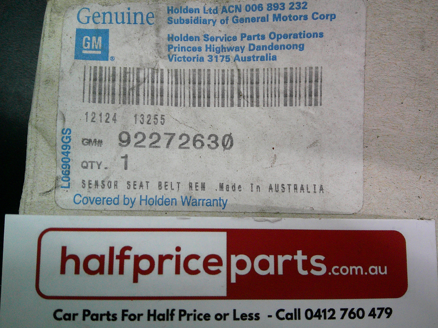 Holden VF Commodore/WN Caprice Genuine Right Hand Front Seat Belt Sensor New Part