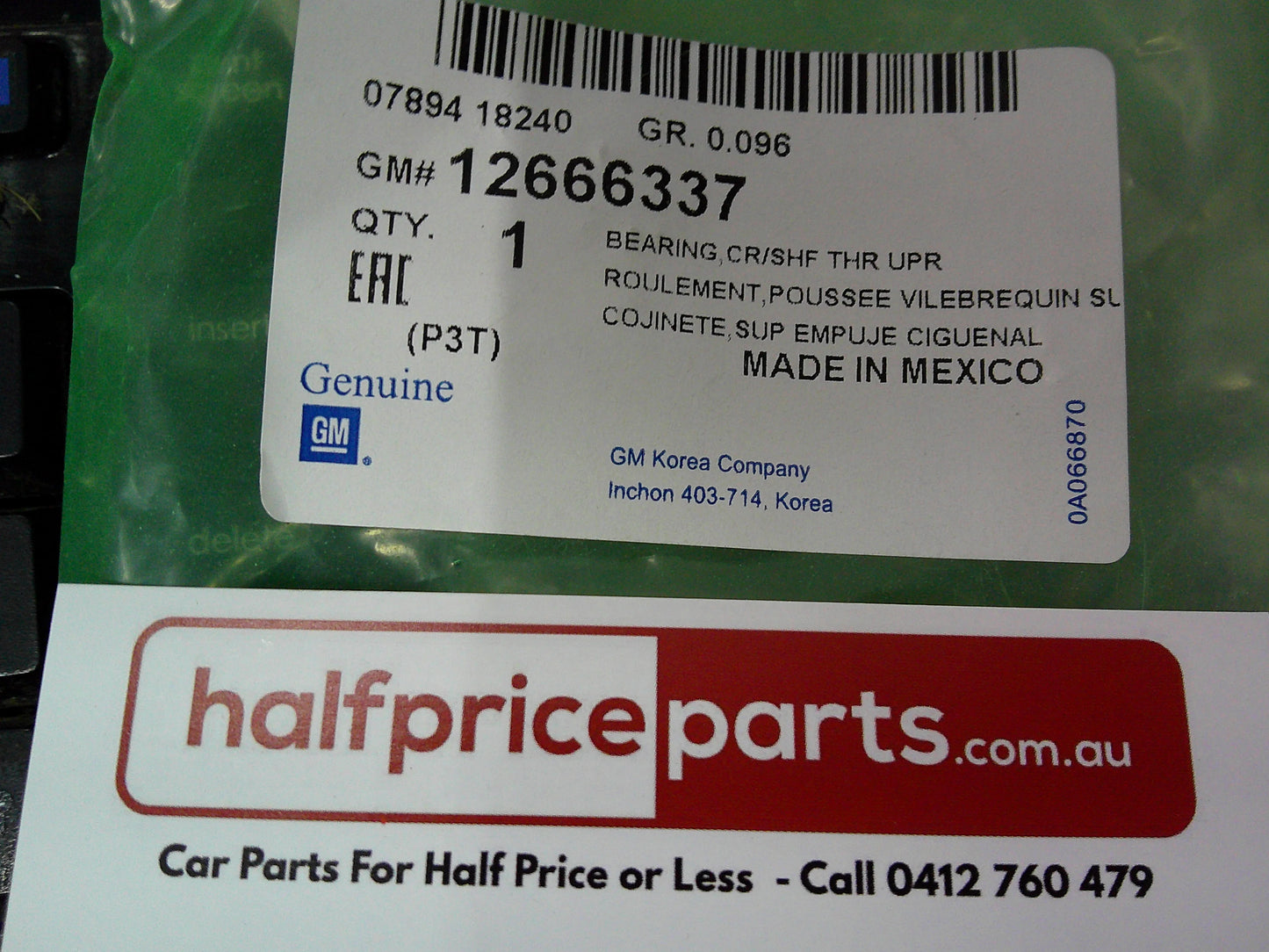 Holden Astra Genuine 1.0L Petrol Standard Crankshaft Bearing Kit New Part