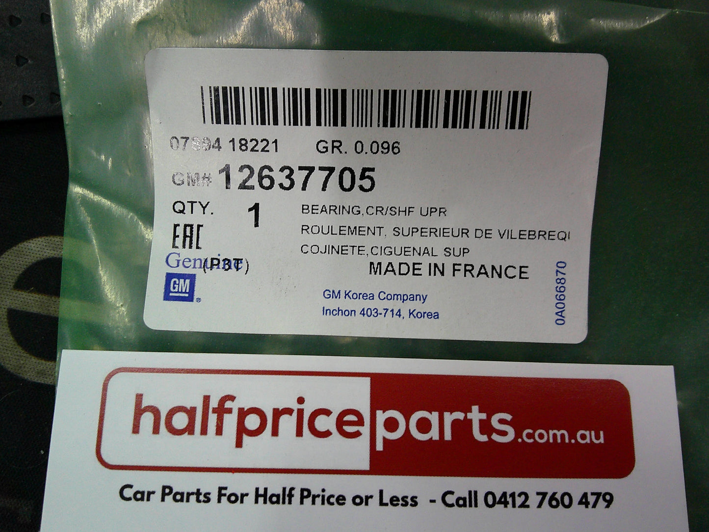 Holden Astra Genuine 1.0L Petrol Standard Crankshaft Bearing Kit New Part