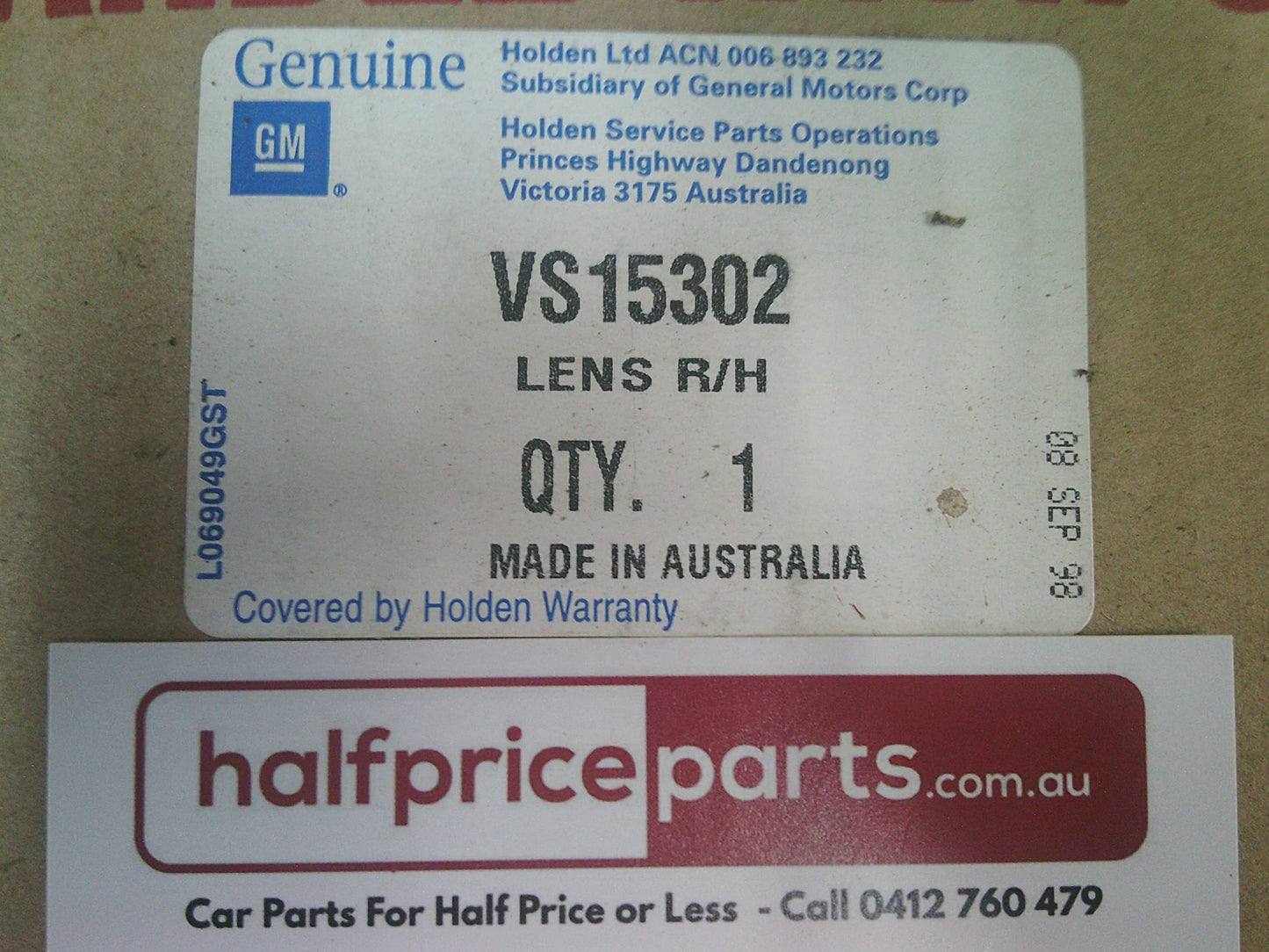 Holden JB Camira Genuine Right Hand Front Head Light Glass Replacement Lens New Part