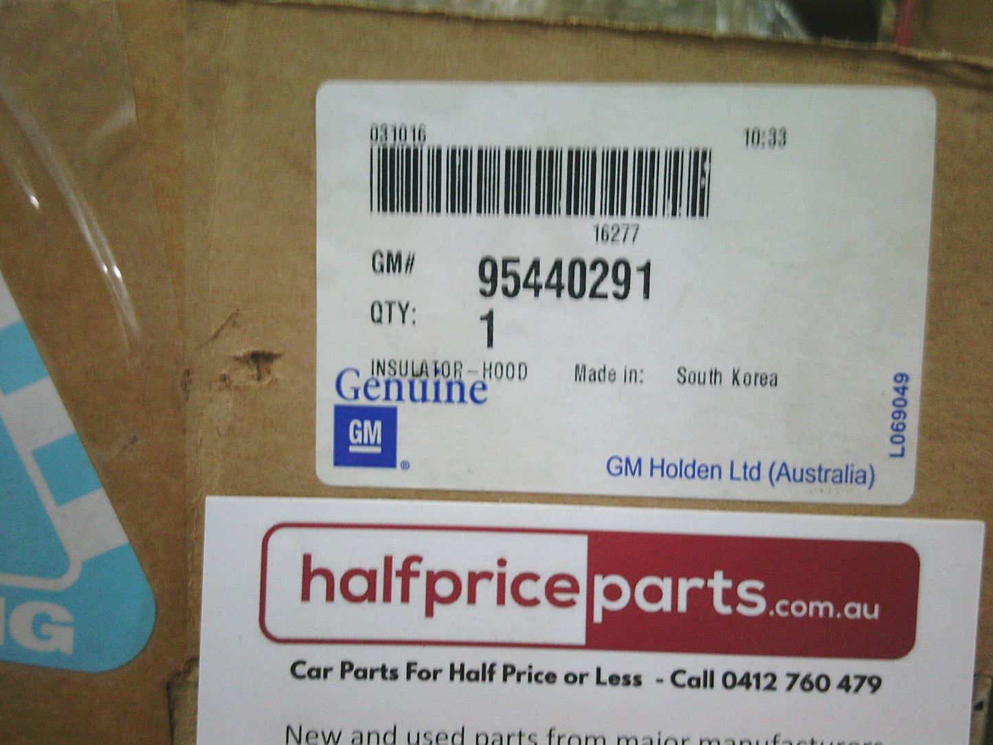 Holden TM Barina Genuine Bonnet Insulation - New Part