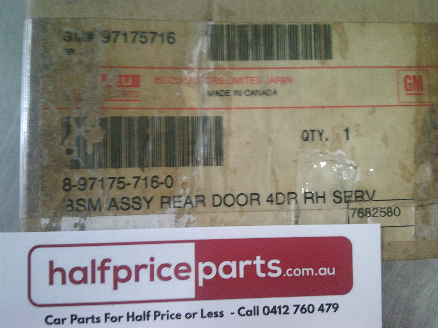 Holden Frontera Genuine Right Hand Rear Outer Door Moulding New Part