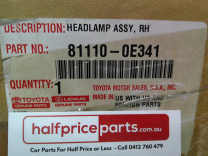 Toyota Kluger GXL/GX Genuine Right Hand Front Head Light Halogen (Drivers) New Part