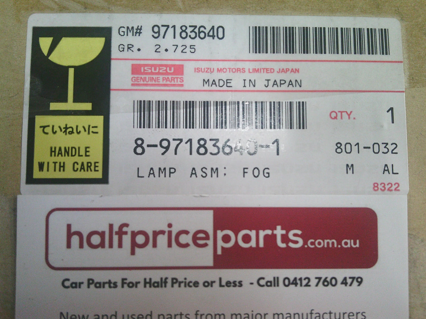 Holden Jackaroo Genuine Left Or Right Front Fog Light With Bracket New Part