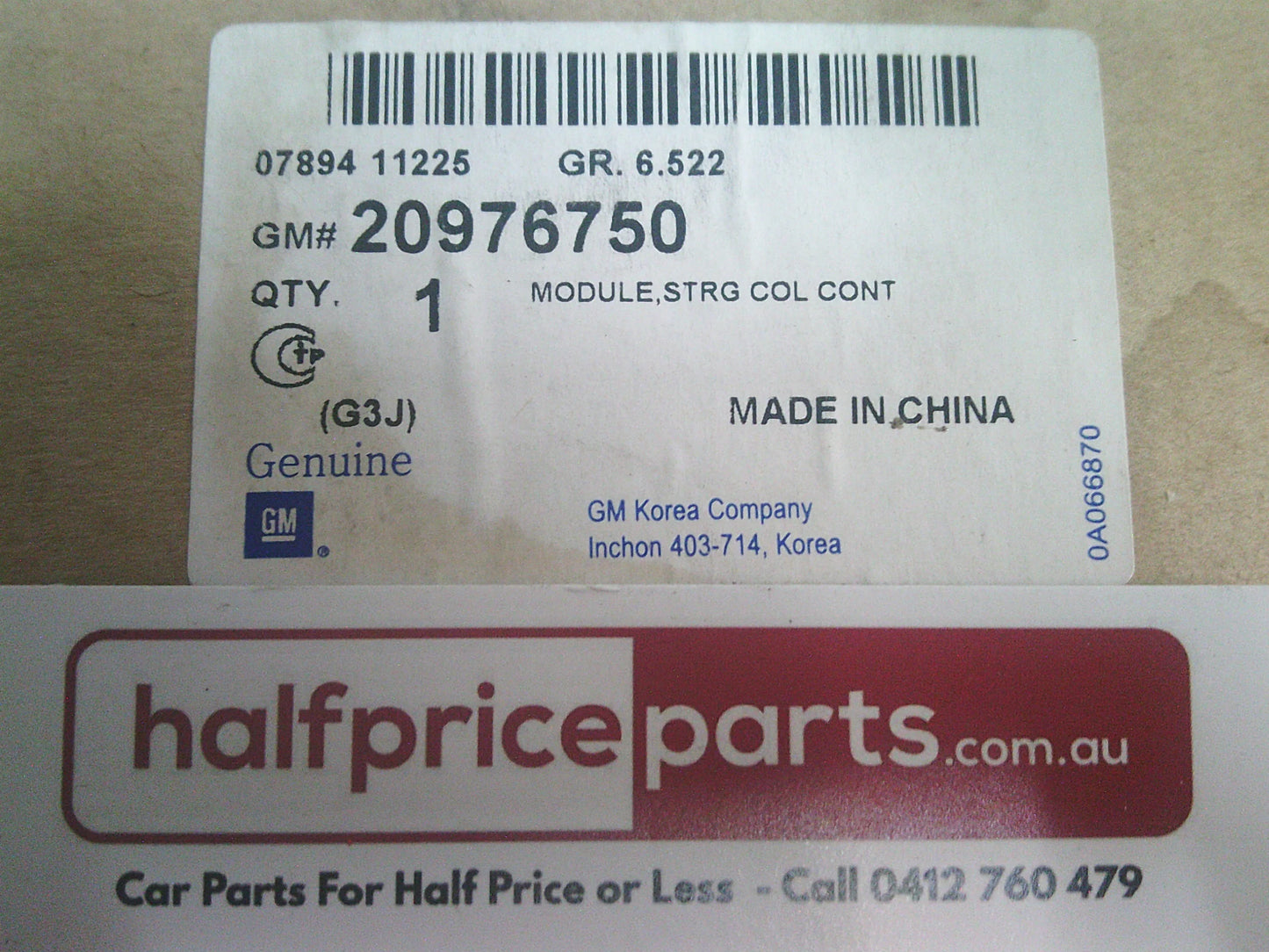 Holden JH Cruze Genuine Steering Column Clock Spring Module Assembly New Part