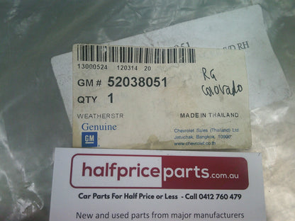 Holden RG Colorado Genuine Right Hand Rear Door Weatherstrip Seal New Part