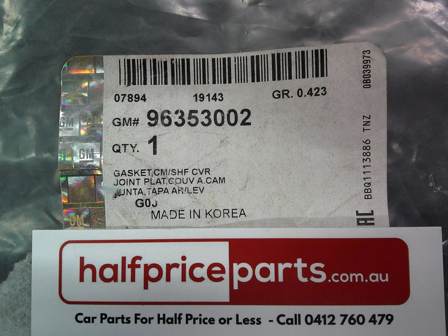 Holden TK Barina 1.6L Genuine Valve/Rocker Cover Gasket New Part