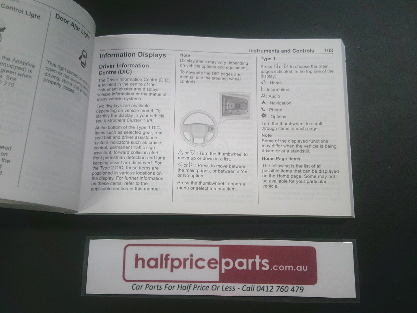 Holden Acadia Genuine Owners Manual New Part