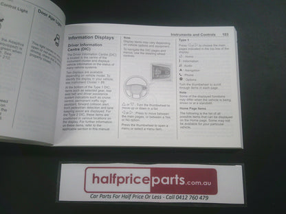 Holden Acadia Genuine Owners Manual New Part