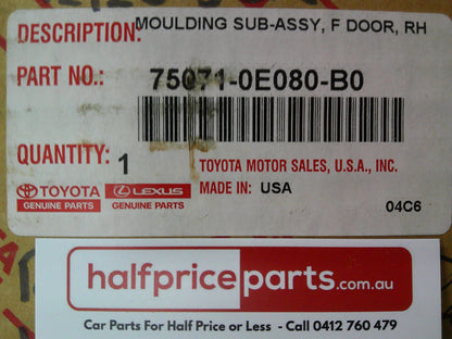 Toyota Kluger Genuine Right Hand Front Outer Lower Rocker Cover Panel Molding (Factory Silver) New Part