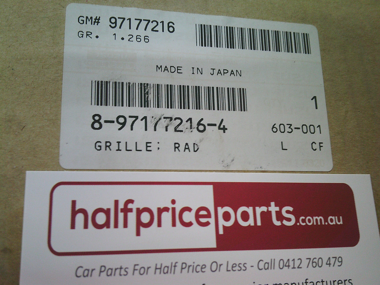 Holden TF Rodeo Genuine R9/R10 Radiator Grille Assembly (Factory Silver) New Part