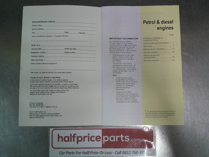 Holden CG Captiva Series II Genuine Service Warranty Book New Part