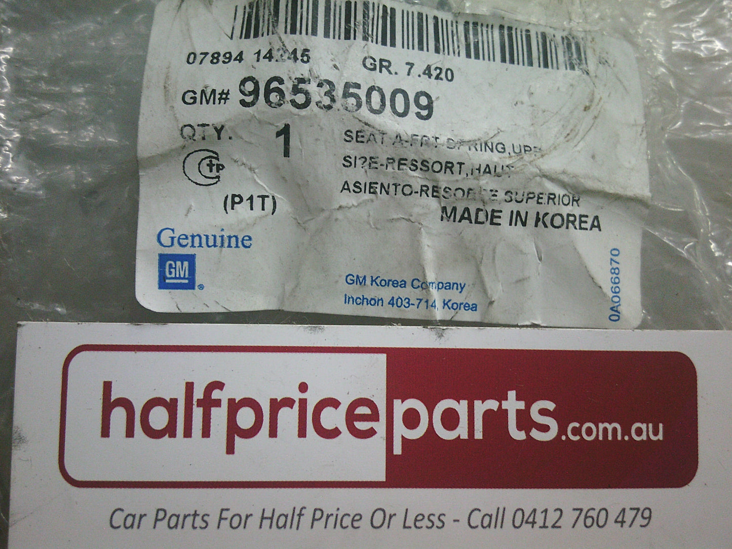 Holden Barina Genuine Upper Spring Seat - New Part