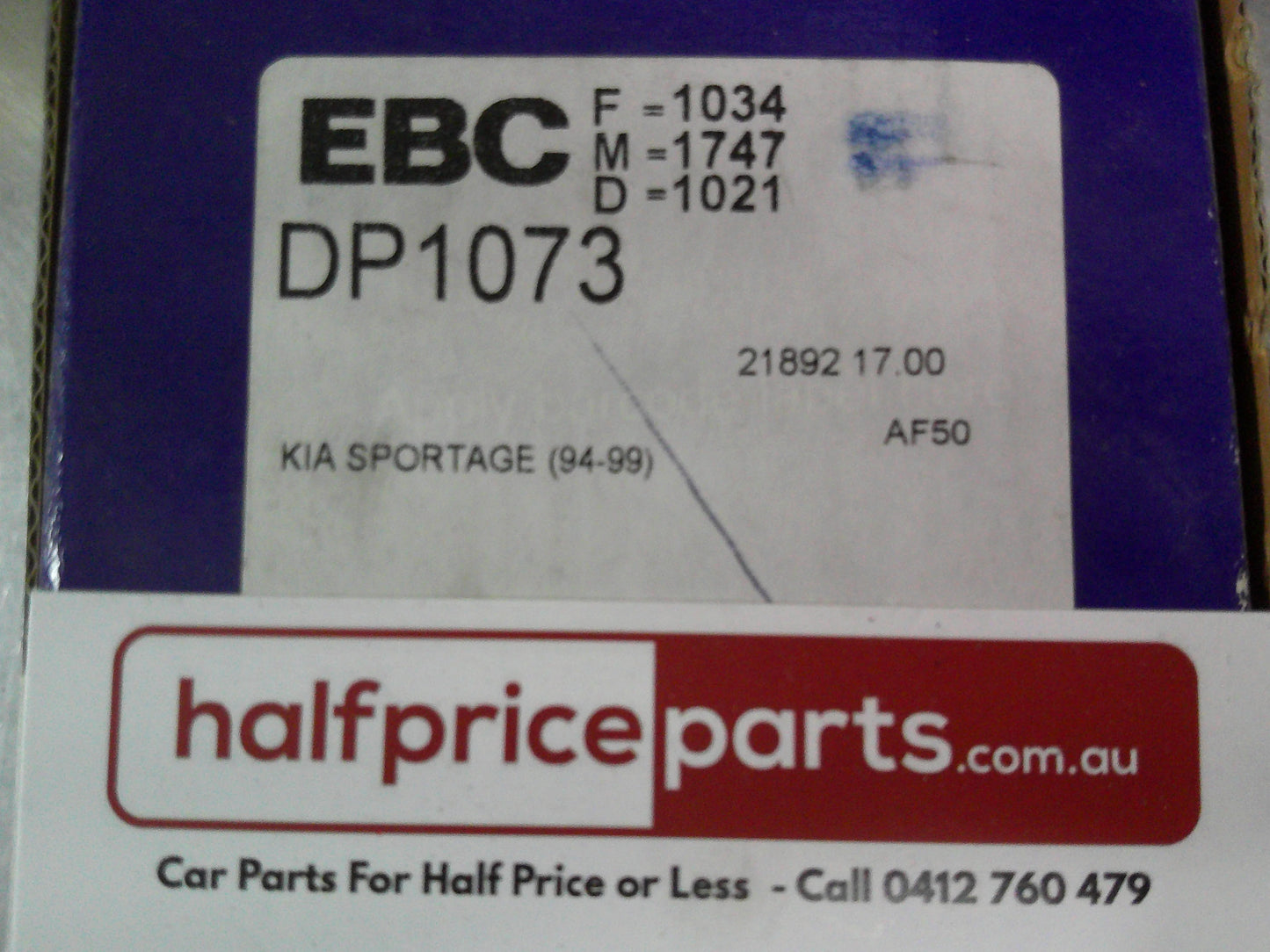 EBC Ultmax Front Brake Pads To Suit Kia Sportage 94 To 99 New Part