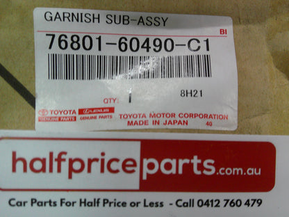 Toyota Prado 150 Genuine Rear Door Outer Finisher Panel (Factory Black) New Part