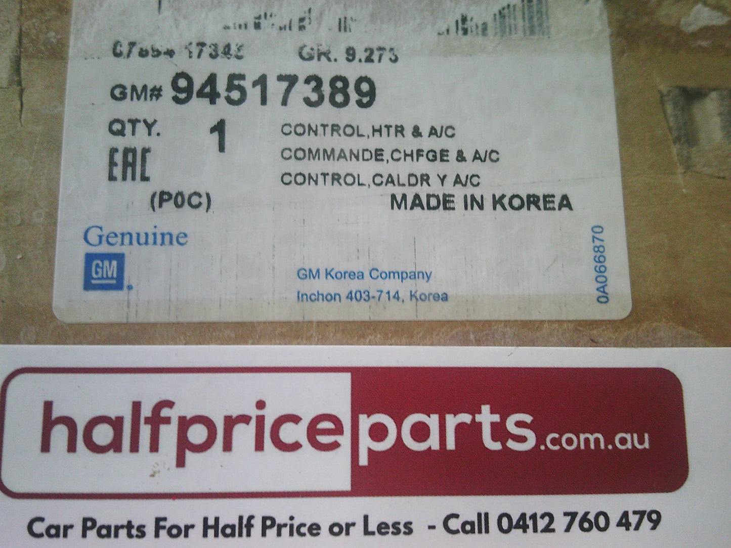 Holden Captiva CG7 Genuine Heater Aircon Control Assembly New Part