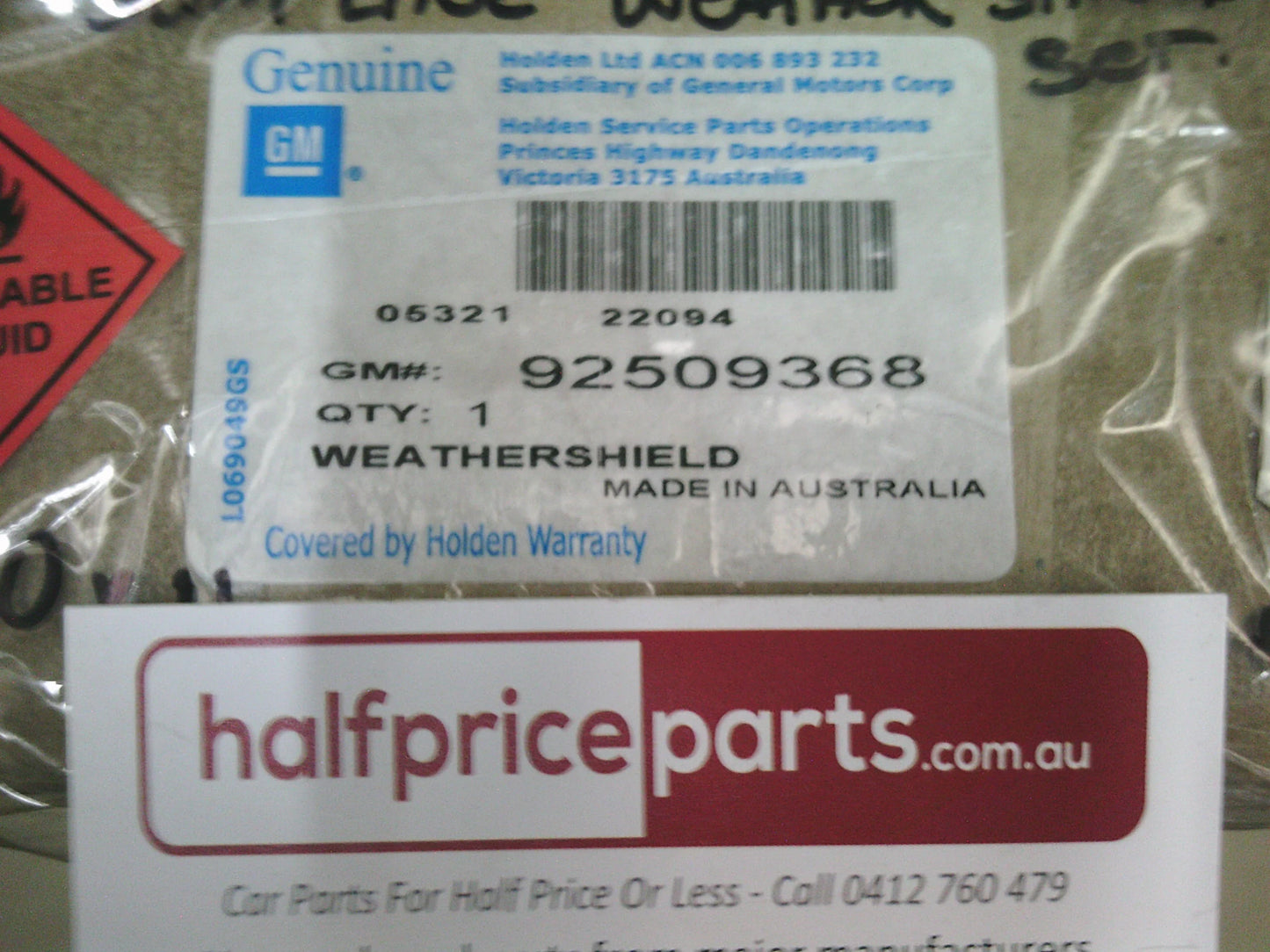 Holden ZB Commodore Genuine Tinted Slim Line Weather Shield Kit - New Part