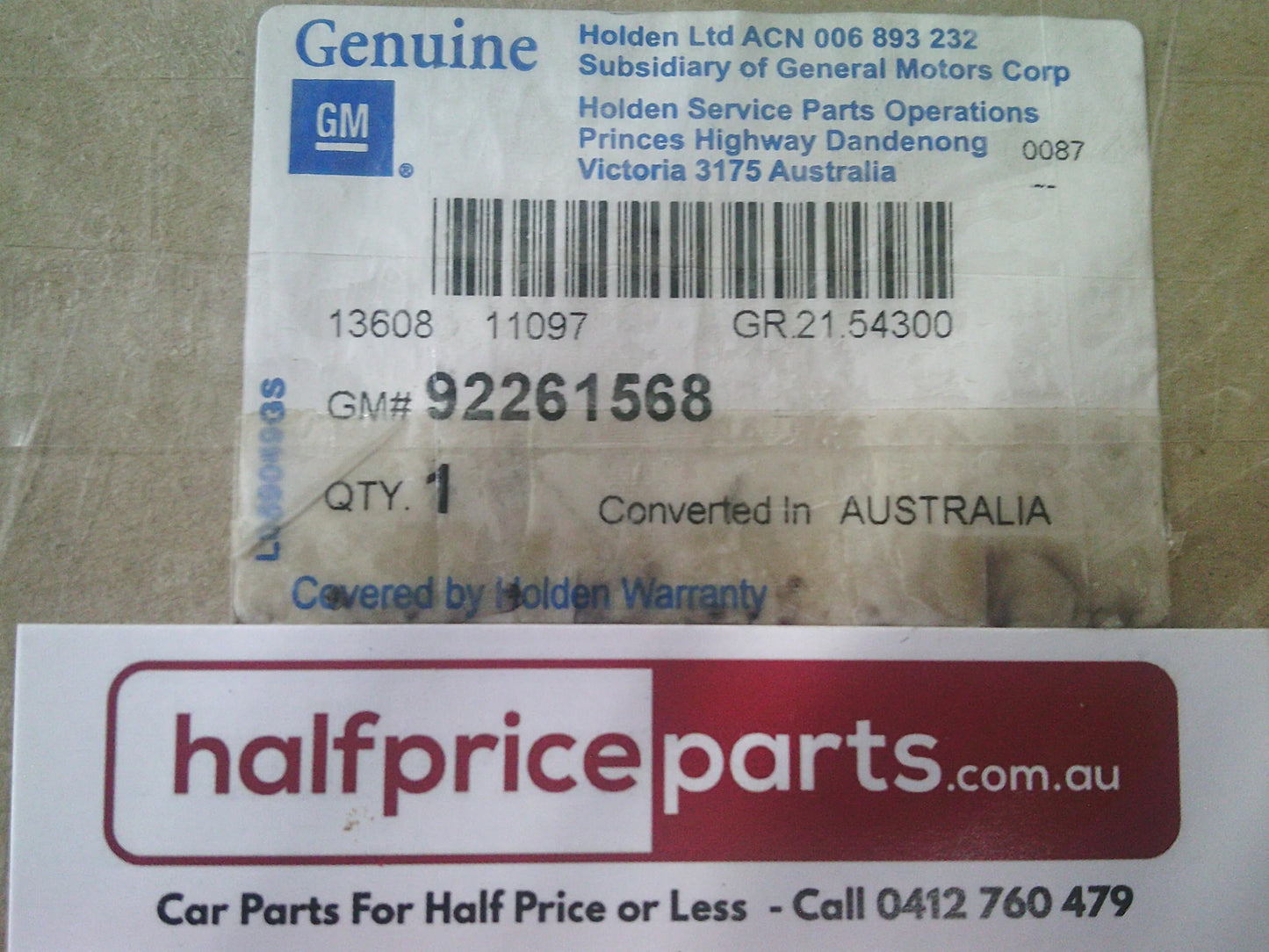 Holden JH Cruze Genuine Right Hand Lower Body Decal New Part