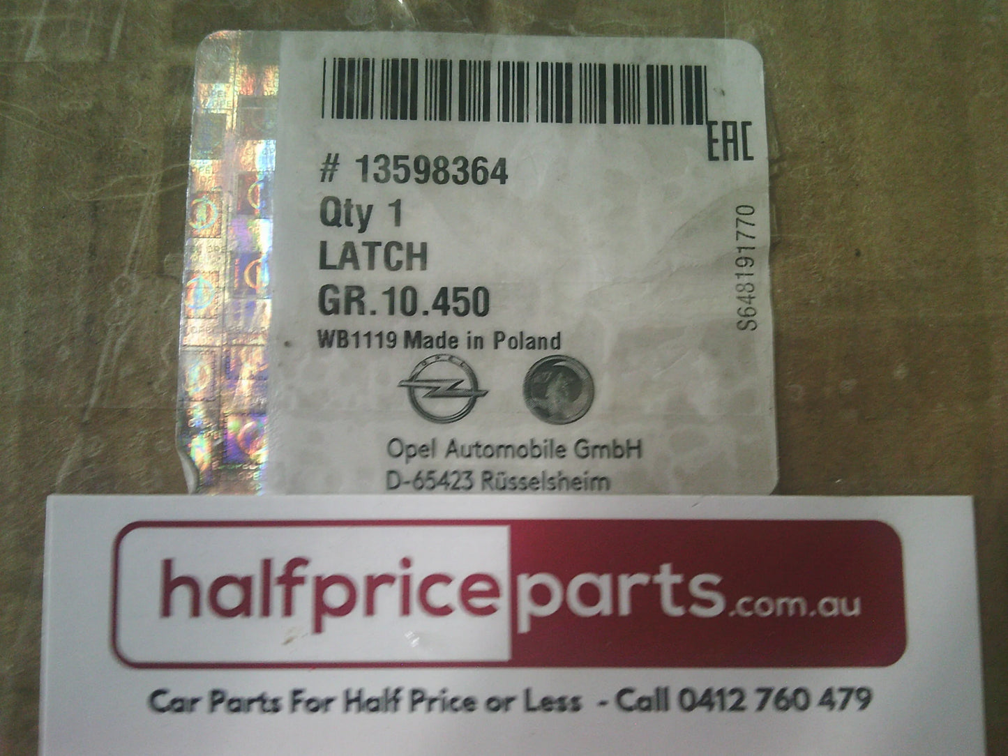 Holden PJ Astra Genuine Passenger Rear Door Lock Actuator Assembly New Part