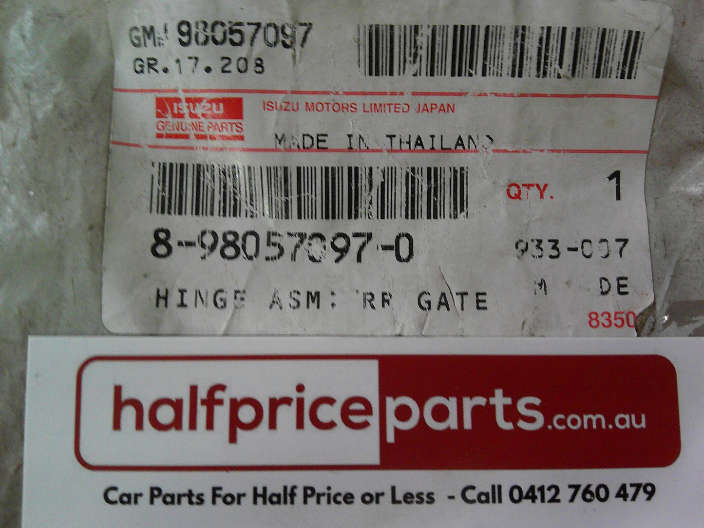Holden RC Colorado / Isuzu D-Max Genuine Right Hand Tailgate Hinge Bracket New Part.