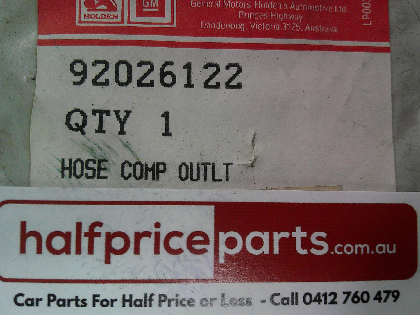 Holden JB Camira Genuine A/C Outlet Hose New Part