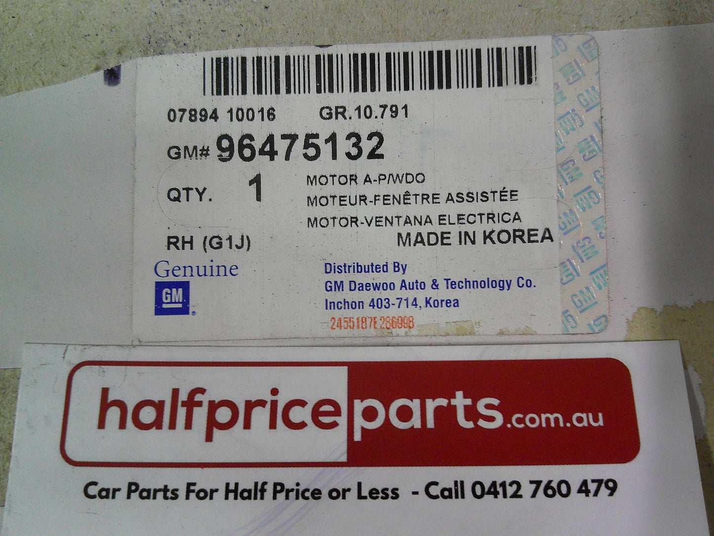 Daewoo Lacetti Genuine Right Hand Rear Power Window Regulator New Part