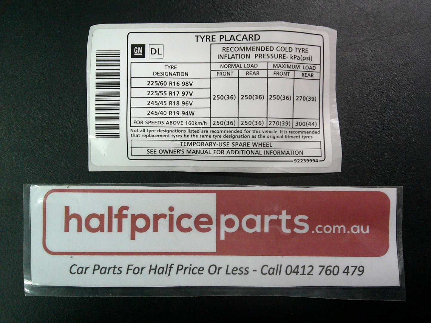 Holden VZ Commodore/WL Statesman/Caprice Genuine Radiator Cap Cover Decal New Part