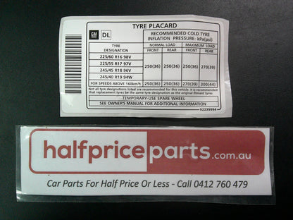 Holden VZ Commodore/WL Statesman/Caprice Genuine Radiator Cap Cover Decal New Part