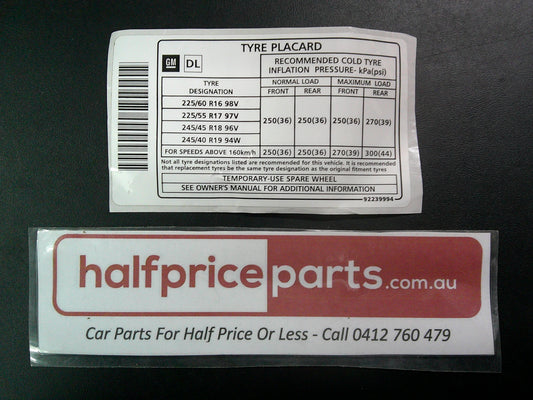 Holden VZ Commodore/WL Statesman/Caprice Genuine Radiator Cap Cover Decal New Part