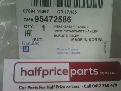 Holden TM Barina Hatch Genuine Tail Gate Weatherstrip Rubber Seal New Part