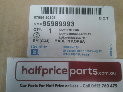 Holden JG-JH Cruze Genuine Right Hand Front Fog Light Assy New Part