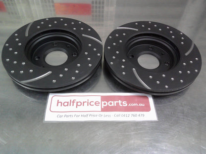 RDA Front Disc Rotors Slotted/Dimpled Suits Hyundai Accent RB/Kia Rio (Sold As Pair Only) New Part