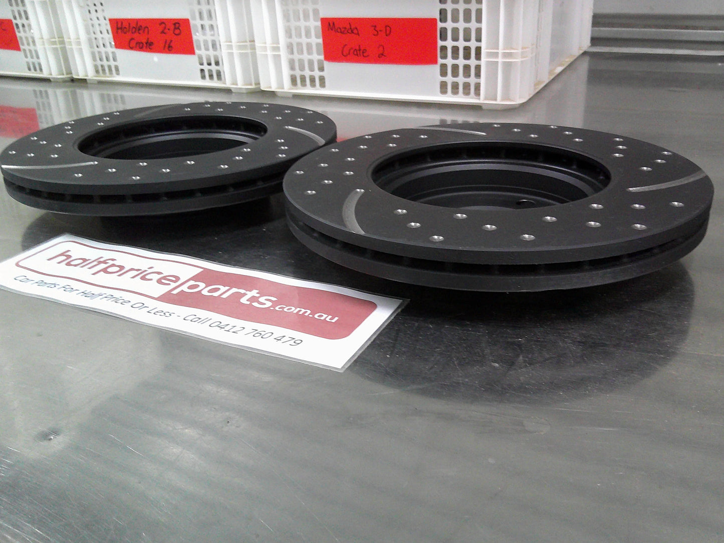 RDA Front Disc Rotors Slotted/Dimpled Suits Hyundai Accent RB/Kia Rio (Sold As Pair Only) New Part