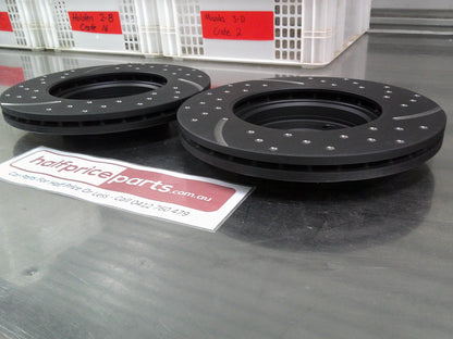 RDA Front Disc Rotors Slotted/Dimpled Suits Hyundai Accent RB/Kia Rio (Sold As Pair Only) New Part
