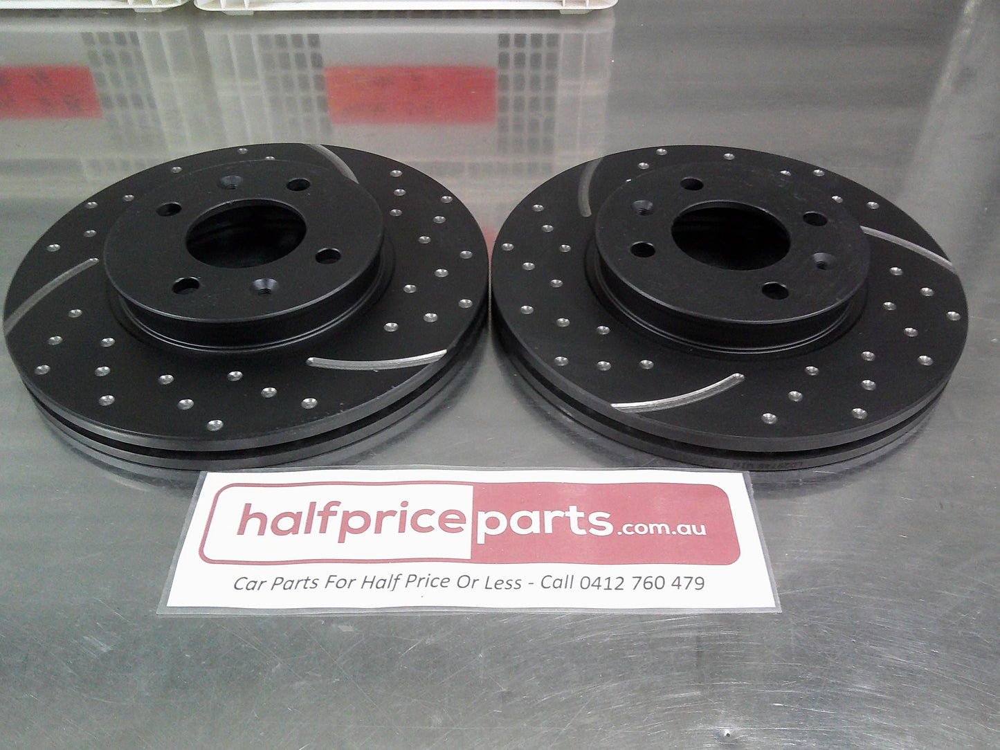 RDA Front Disc Rotors Slotted/Dimpled Suits Hyundai Accent RB/Kia Rio (Sold As Pair Only) New Part