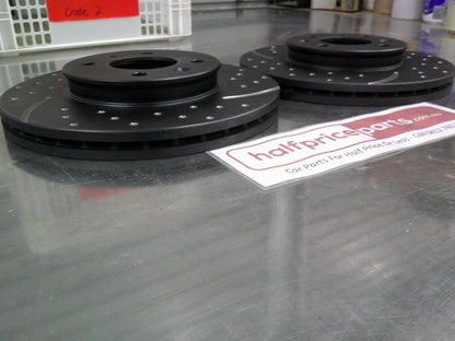 RDA Front Disc Rotors Slotted/Dimpled Suits Hyundai Accent RB/Kia Rio (Sold As Pair Only) New Part