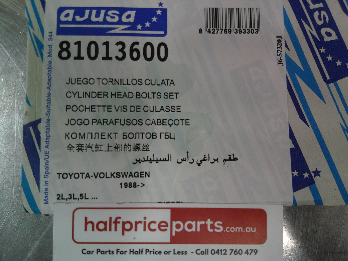 Ajusa Cylinder Head Bolt Kit Suits Toyota Hilux/4Runner/Dyna/Hiace/Landcruiser/Surf New Part