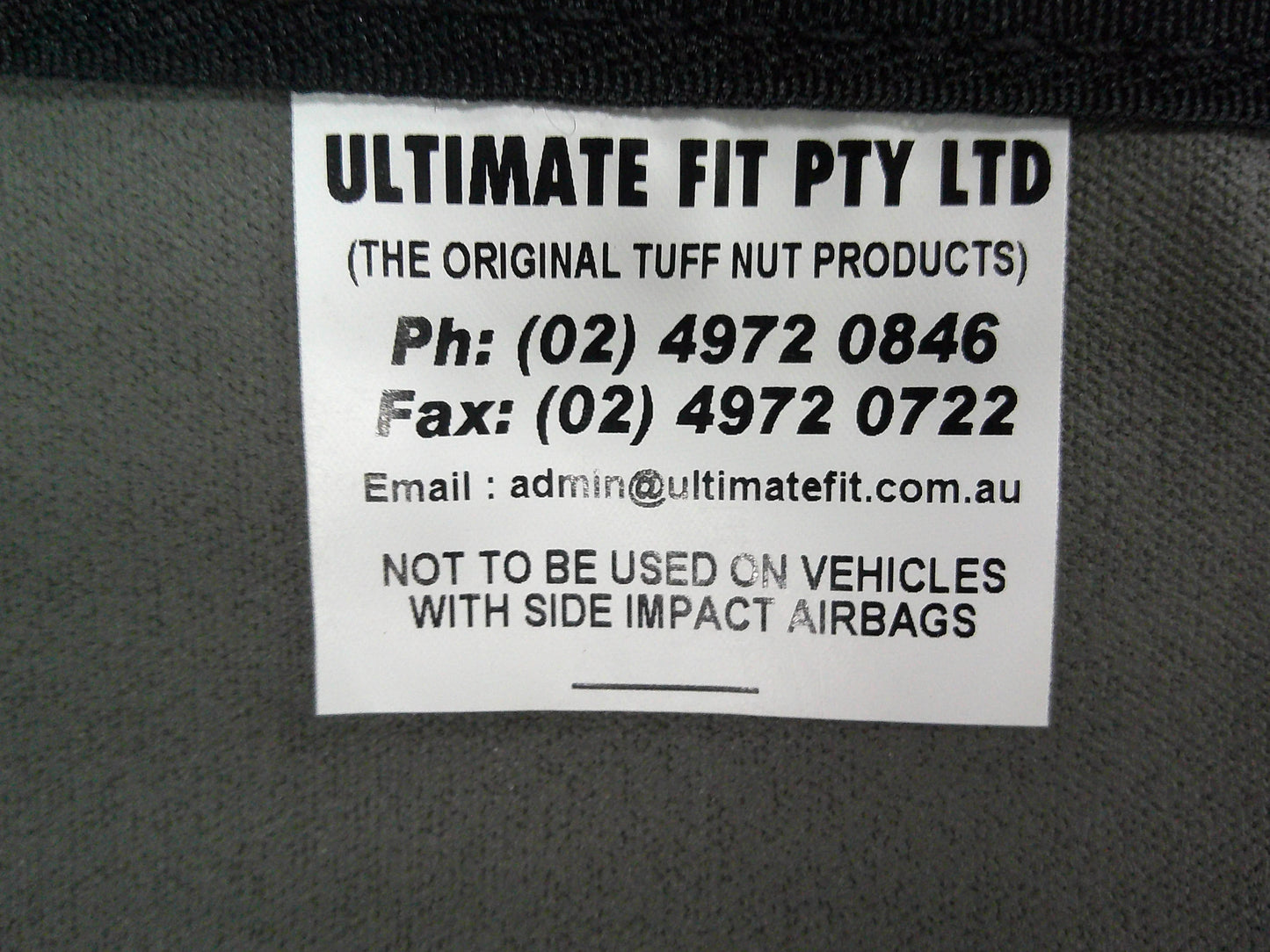 Tuffnut HD Canvas Front Seats Back Cover - Replacement Only - Suits Holden RG Colorado/Isuzu D-Max  New Part