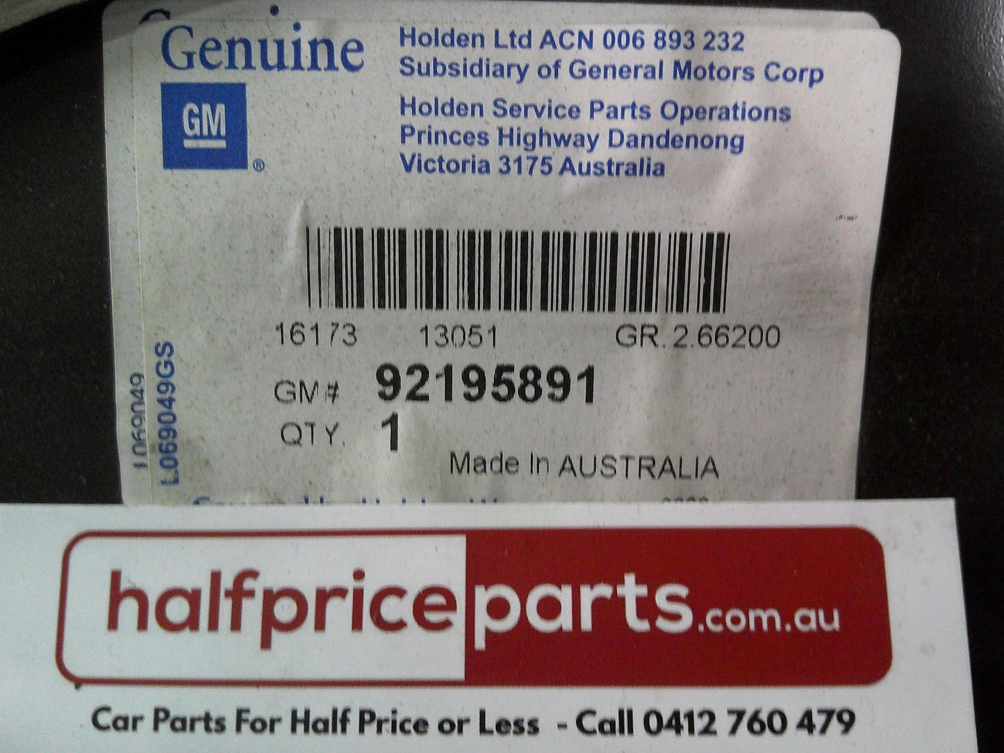 Holden VE Commodore Sedan Genuine Right Hand Rear Tail Light Panel New Part