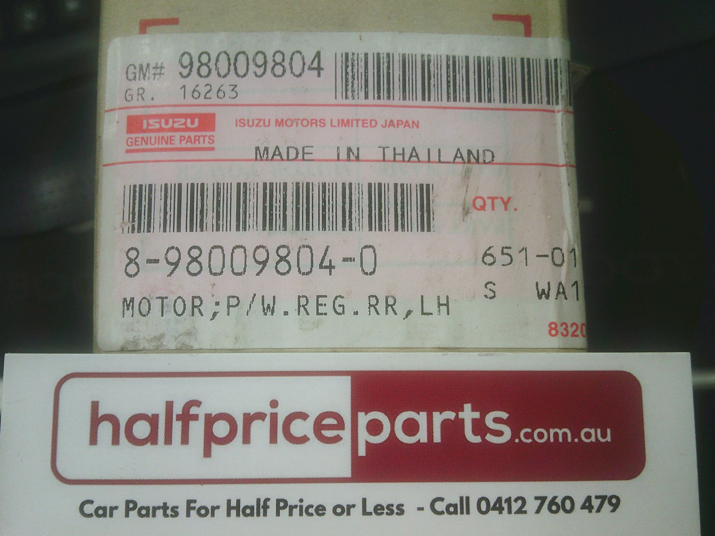 Holden RC Colorado/RA Rodeo/ Isuzu D-Max Genuine Rear Left Hand Power Window Regulator Motor New Part