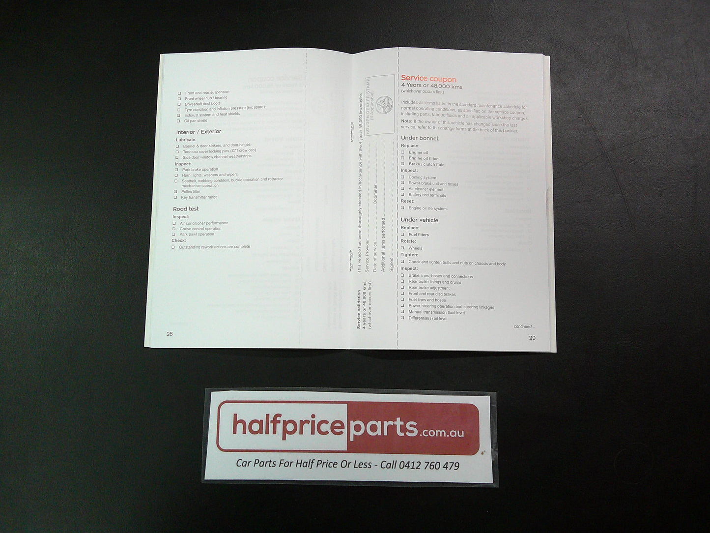 Holden MY20 RG Colorado/Trailblazer Genuine Service And Warranty Booklet New Part