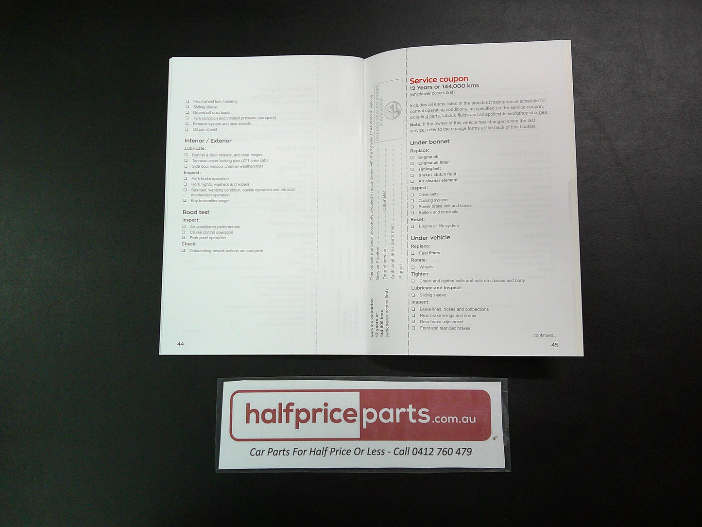 Holden MY20 RG Colorado/Trailblazer Genuine Service And Warranty Booklet New Part