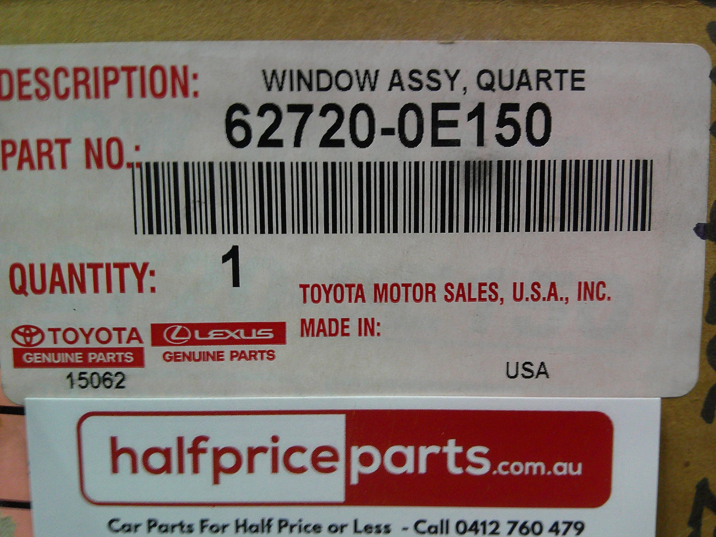 Toyota Kluger Genuine Left Hand Rear Quarter Glass Chrome Trim Factory Tint New Part