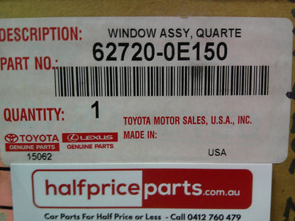 Toyota Kluger Genuine Left Hand Rear Quarter Glass Chrome Trim Factory Tint New Part
