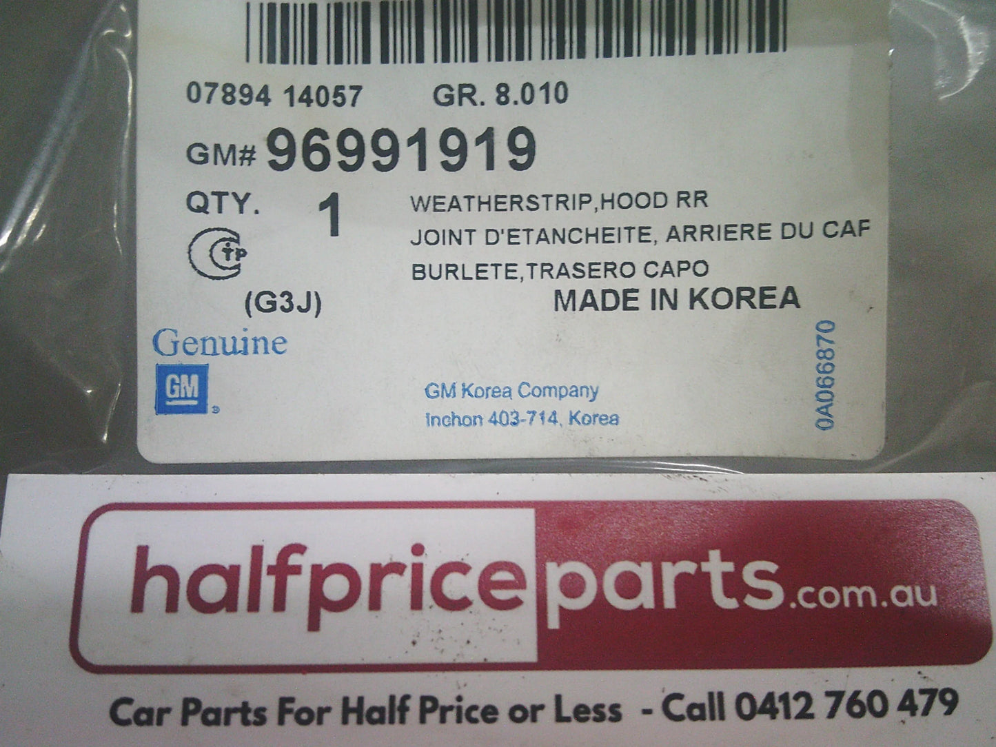 Holden JH Cruze Series II Genuine Front Windscreen Panel Rear Weather Strip New Part