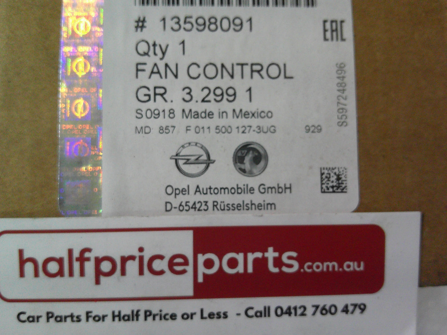 Holden PJ Astra/JG Cruze/GA Insignia/TJ Trax  Genuine Blower Motor Resistor Regulator New Part
